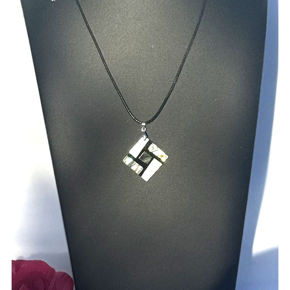 Abalone Ethnic Style Square Shaped Natural Pendant With Mother Of Pearl On Back